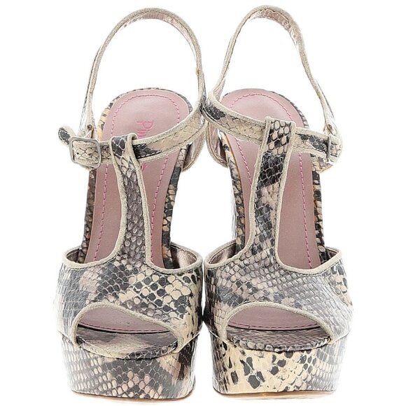 Lulus Pink & Pepper JRLaura Snake Print Platform Heels Size 6.5 - Picture 2 of 2